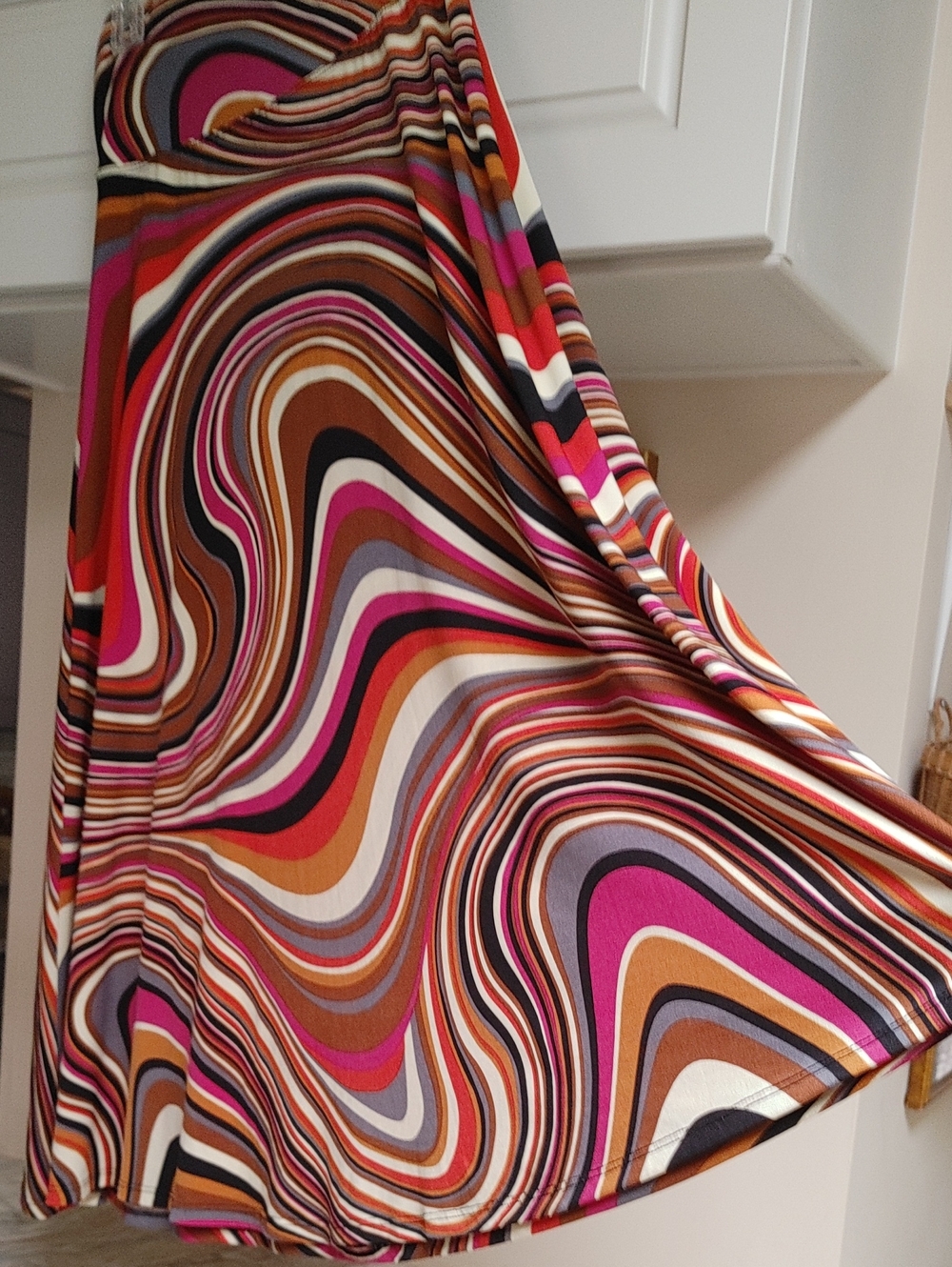 Coco Bianco Black and Multicolor Stripe Maxi Skirt